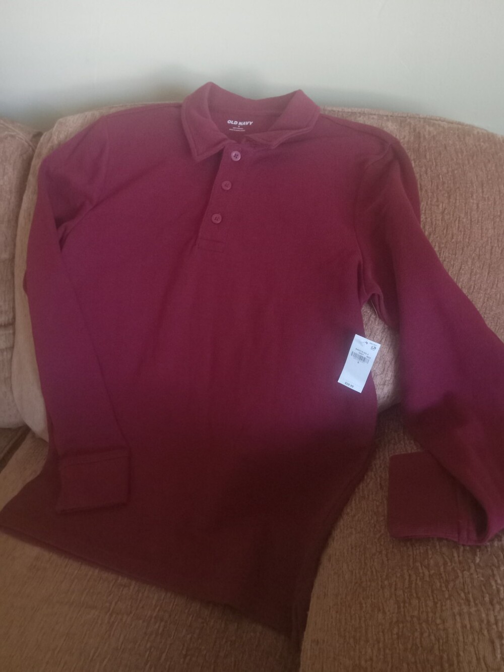 Old Navy Men's Long-Sleeve Polo - Burgundy Wine